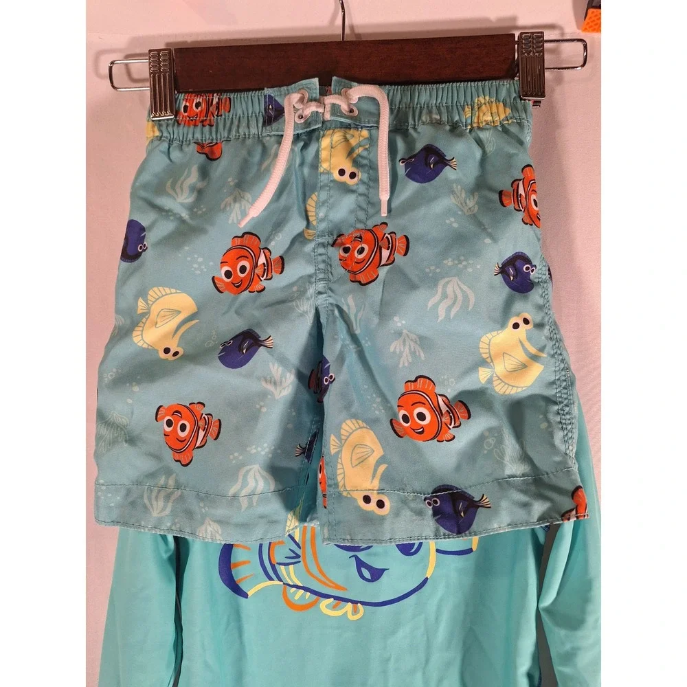 Baby Gap Disney Finding Nemo Rash Guard and Swim Trunks Set Aqua Blue Kids 4-5Y